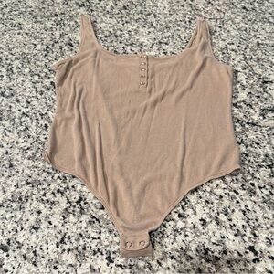 Express Ribbed Henley Tank Bodysuit